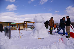 旭山動物園内での雪像作り